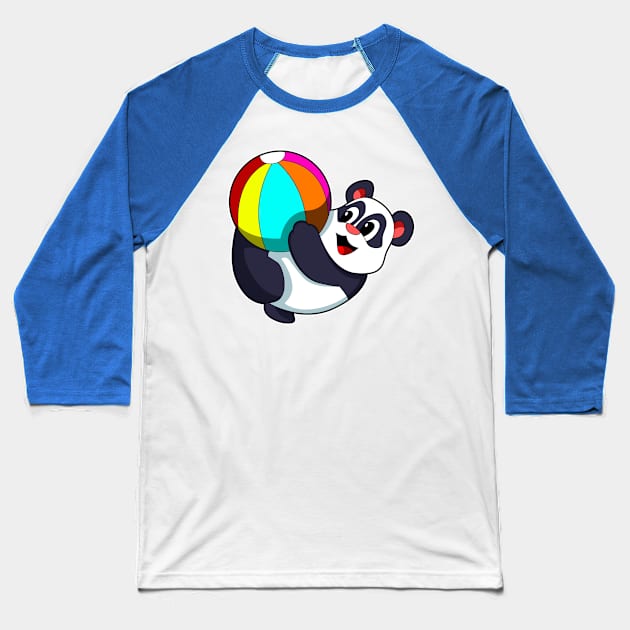 Panda with Beach ball Baseball T-Shirt by Markus Schnabel